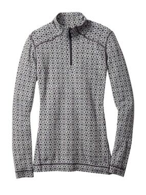 Smartwool Midweight Pattern Zip Top Size Large Black White